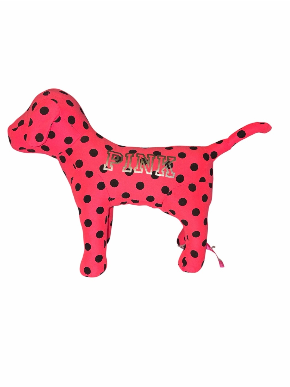 PINK Victoria's Secret Hot Pink Polka Dot Plush 10” Dog